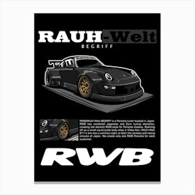 Porsche RWB Black Canvas Print