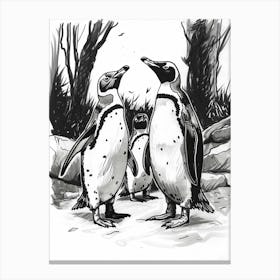 King Penguin Socializing 3 Canvas Print