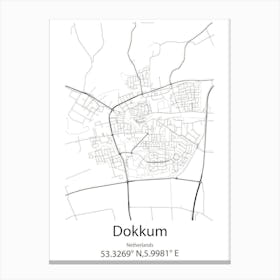 Dokkum,Netherlands Minimalist Map Canvas Print