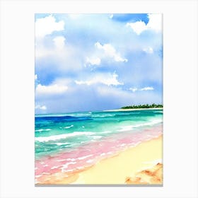 Bavaro Beach 3, Dominican Republic Watercolour Canvas Print