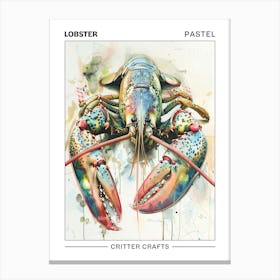 Lobster Pastel Watercolour 2 Poster Stampe su tela