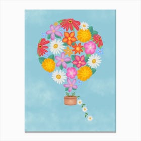 Hot Air Balloon With Flowers And Daisy Chain Canvas Print