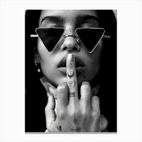 Feminist Middle Finger Black And White Luxury Fashion Canvas Print