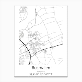 Rosmalen,Netherlands Minimalist Map Canvas Print