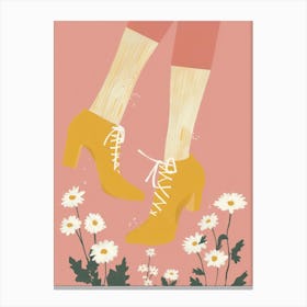 Yellow And Pink Flower Shoes 1 Canvas Print