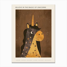 Black & Mustard Pattern Unicorn Poster Canvas Print