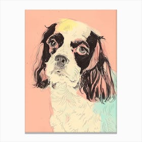 Pastel English Toy Spaniel Dog Pastel Line Illustration  1 Canvas Print