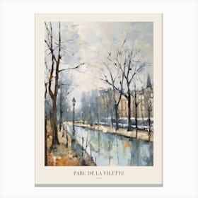 Winter City Park Poster Parc De La Vilette Paris 3 Canvas Print