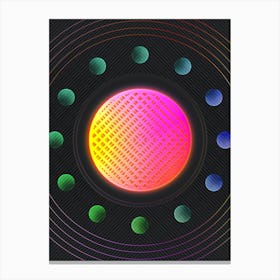Neon Geometric Glyph in Pink and Yellow Circle Array on Black n.0435 Canvas Print
