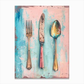 Kitsch Knife Fork Spoon Brushstrokes 3 Canvas Print