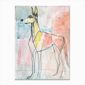Pastel Watercolour Ibizan Hound Dog Line Illustration 2 Canvas Print