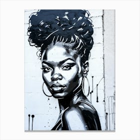 Graffiti Mural Of Beautiful Black Woman 146 Canvas Print