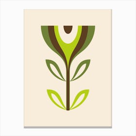 Mid Century Modern Flower 2 Green Canvas Print