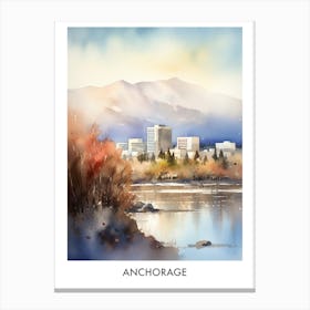 Anchorage Watercolor 3 Travel Poster Canvas Print