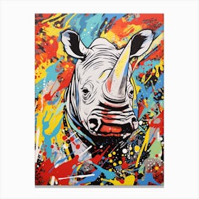 Rhino Paint Splash Pop Art Inspired 1 Canvas Print