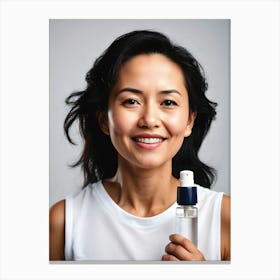 Asian Woman Holding A Bottle Of Water Canvas Print