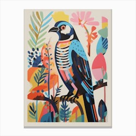 Colourful Scandi Bird Hawk 1 Canvas Print