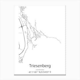 Triesenberg,Liechtenstein Minimalist Map Canvas Print