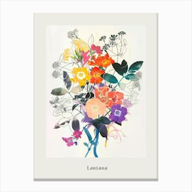 Lantana 2 Collage Flower Bouquet Poster Canvas Print