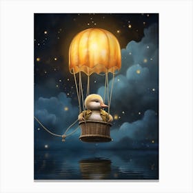 Phoebefy A Duckling In A Tiny Hot Air Balloon A Peaceful Even 141170a1 0972 49db 8b8d 170e0c33d50e 1 Canvas Print