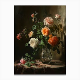 Baroque Floral Still Life Rose 3 Canvas Print