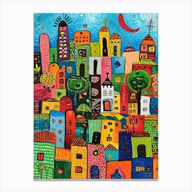 Kitsch Colourful Mexico Cityscape 4 Canvas Print