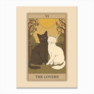 The Lovers   Cats Tarot Canvas Print