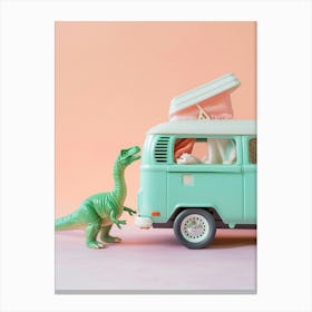 Pastel Toy Dinosaur & A Camper Van Canvas Print