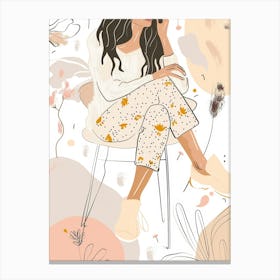 Woman In Pajamas Canvas Print