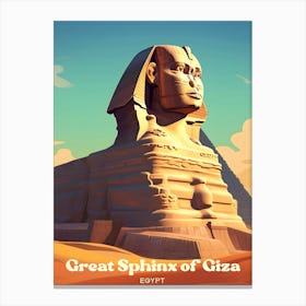 Great Sphinx Giza Egypt Desert Modern Travel Illustration Canvas Print