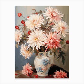 Chrysanthemum Flower And Peaches Still Life Painting 4 Dreamy Canvas Print