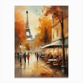 Paris city countryside, cafes, people, trees, old autumn oil paints. Faded colours.8 Canvas Print