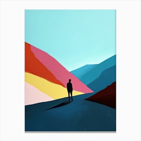 Man Walking Down A Road, Minimalism Canvas Print