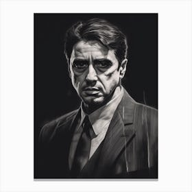 Gangster Art Michael Corleone The Transformation B&W 2 Canvas Print