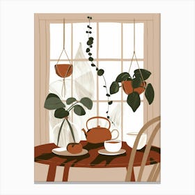 Table With Potted Plants Canvas Print