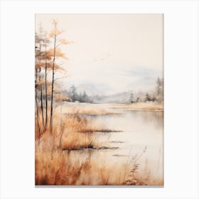 Lake In The Woods In Autumn, Painting 61 Canvas Print
