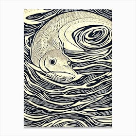 Viper Dogfish Linocut Canvas Print
