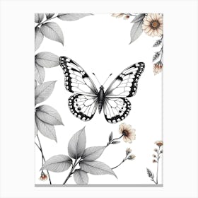 Butterfly And Flowers 1 Canvas Print