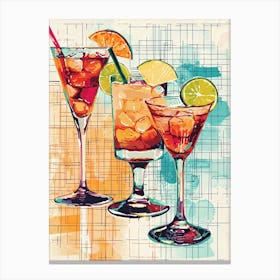 Selection Of Mai Tai Cocktails Linework Illustration Canvas Print