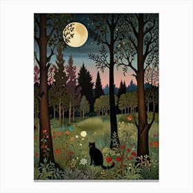 William Morris Cat In The Forest 5 Canvas Print