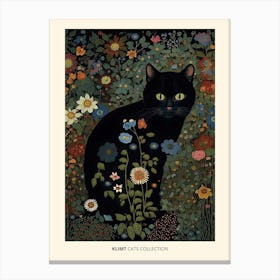 Gustav Klimt  Style Black Cats Collection Canvas Print