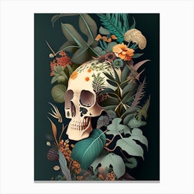 Skull With Terrazzo Patterns 2 Botanical Canvas Print