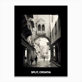 Poster Of Split, Croatia, Mediterranean Black And White Photography Analogue 3 Canvas Print