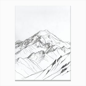 Mount Elbrus Russia Line Drawing 2 Canvas Print