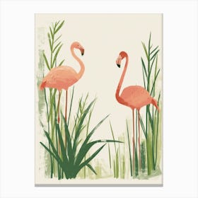 Jamess Flamingo And Ginger Plants Minimalist Illustration 3 Canvas Print