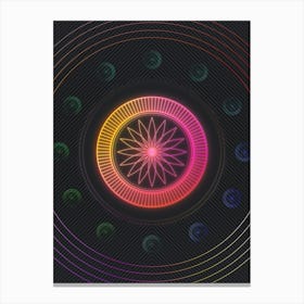 Neon Geometric Glyph Abstract in Pink and Yellow Circle Array on Black n.0040 Canvas Print
