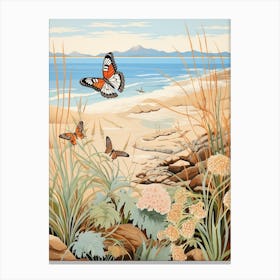 Butterflies In The Sand Dunes Japanese Style Painting 2 Canvas Print