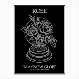 Rose In A Snow Globe Line Drawing 4 Poster Inverted Canvas Print