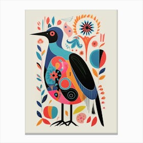 Colourful Scandi Bird Kiwi Canvas Print