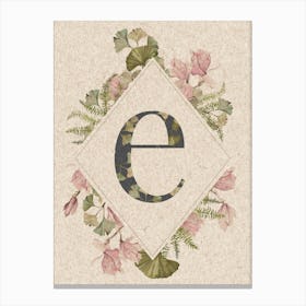 Floral Monogram E Canvas Print